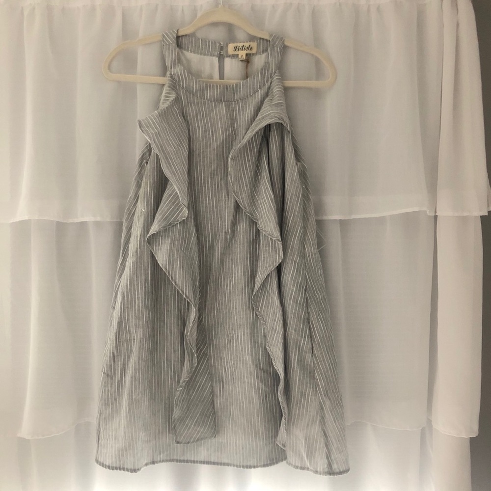 Grey and White Stripe Shift Dress